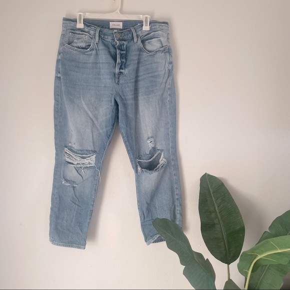 $248 Frame Le Original Distressed Light Wash Jeans - Picture 5 of 12